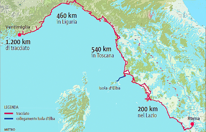La Ciclovia Tirrenica tra Liguria, Toscana e Lazio