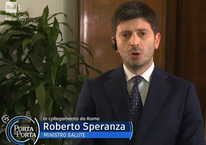 Il Ministro Speranza a Porta e Porta sulla riapertura di palestre e piscine: Ci vuole prudenza