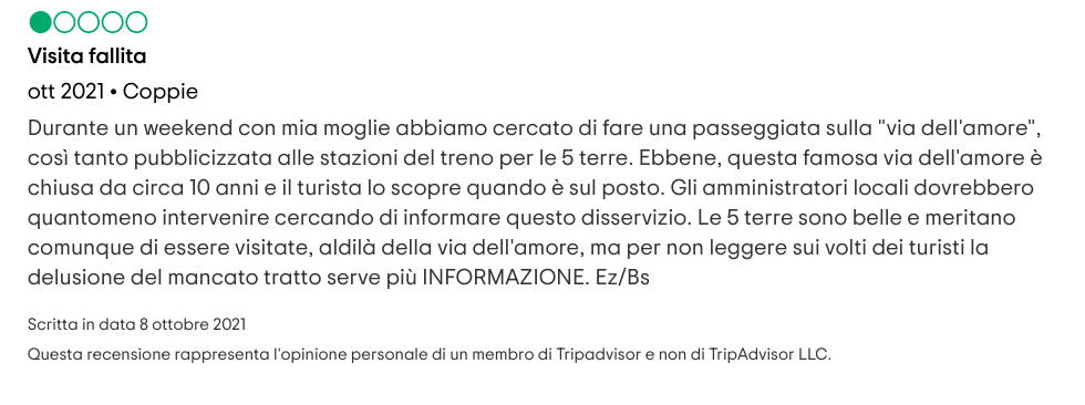La Via dell'Amore, il Biafra, il PNRR e l'incuria di questo Paese