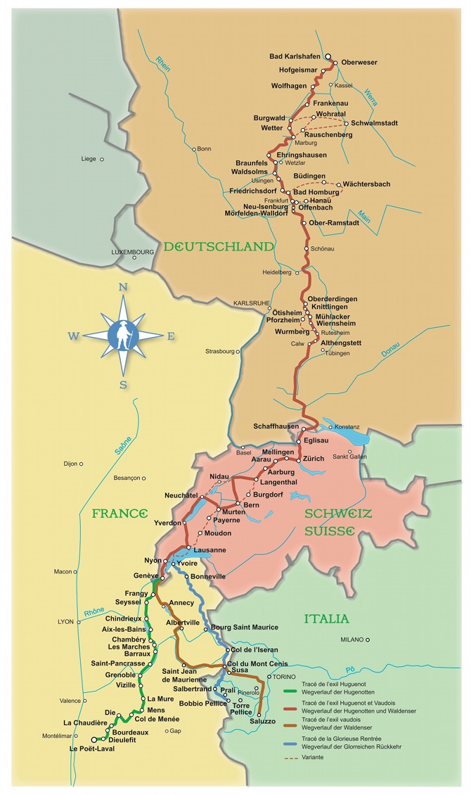 Sentiero Ugonotti Valdesi Mappa